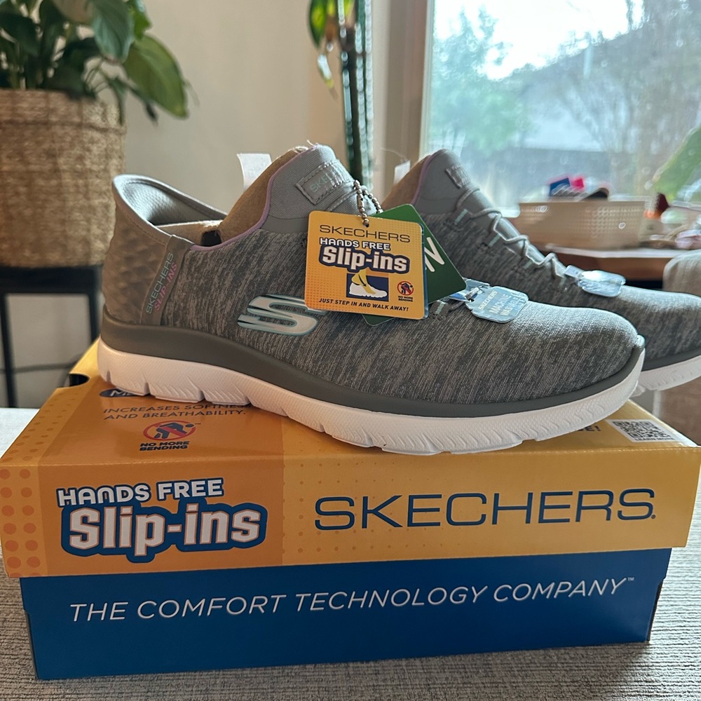 Skechers Slip-Ins Charcoal Sneakers - Picture 2 of 5